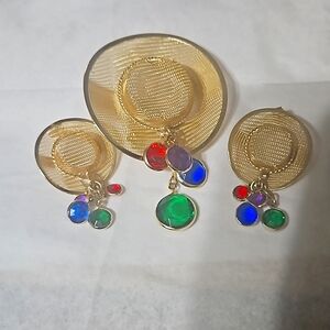 Vintage hat pin and earrings  set